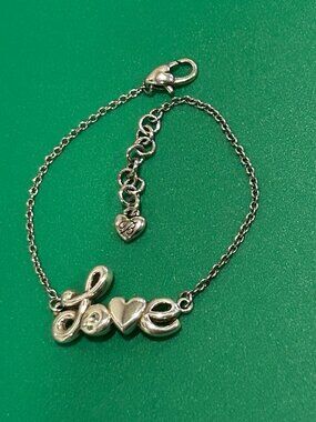 Brighton Love Heart Silver Script Crystal Silver Bracelet